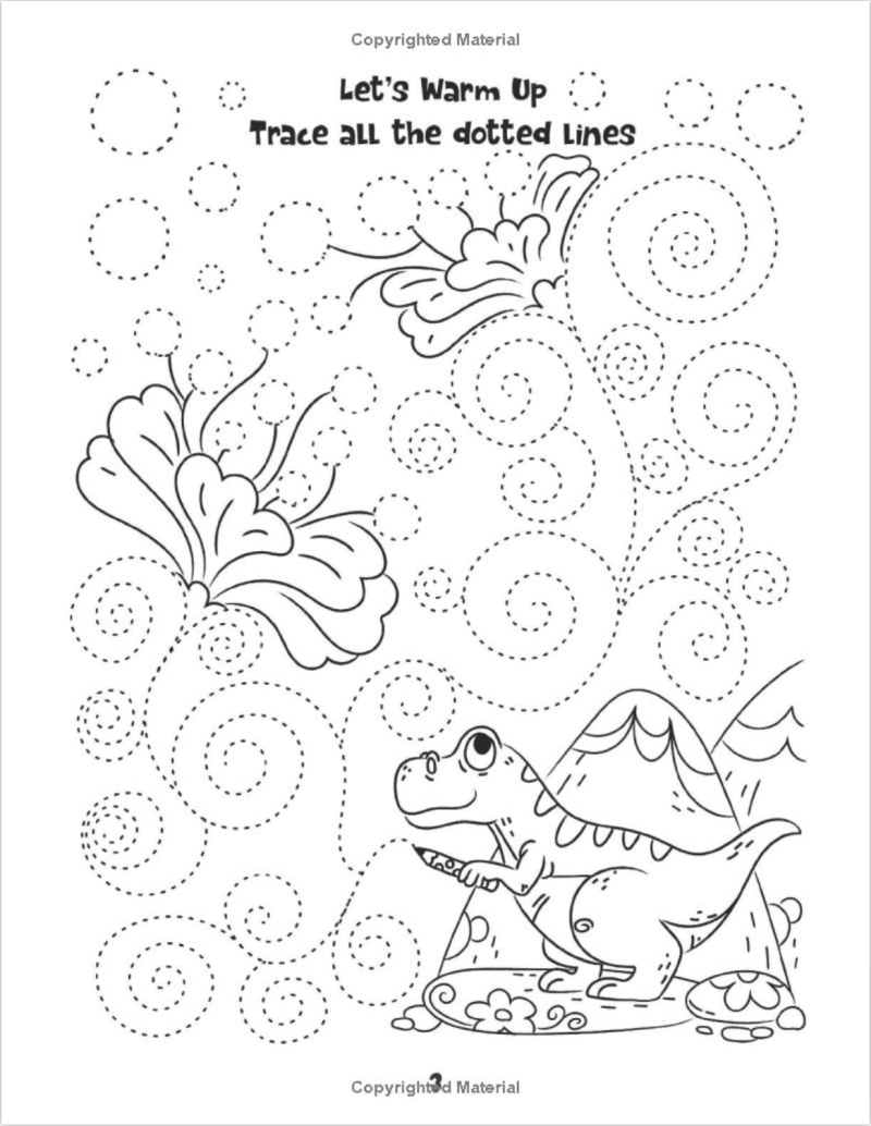 Tracing Book for 6 year olds: Fun with Drawing, Dot to Dot, Colouring, Pencil Control in Dinosaur World Sample 2