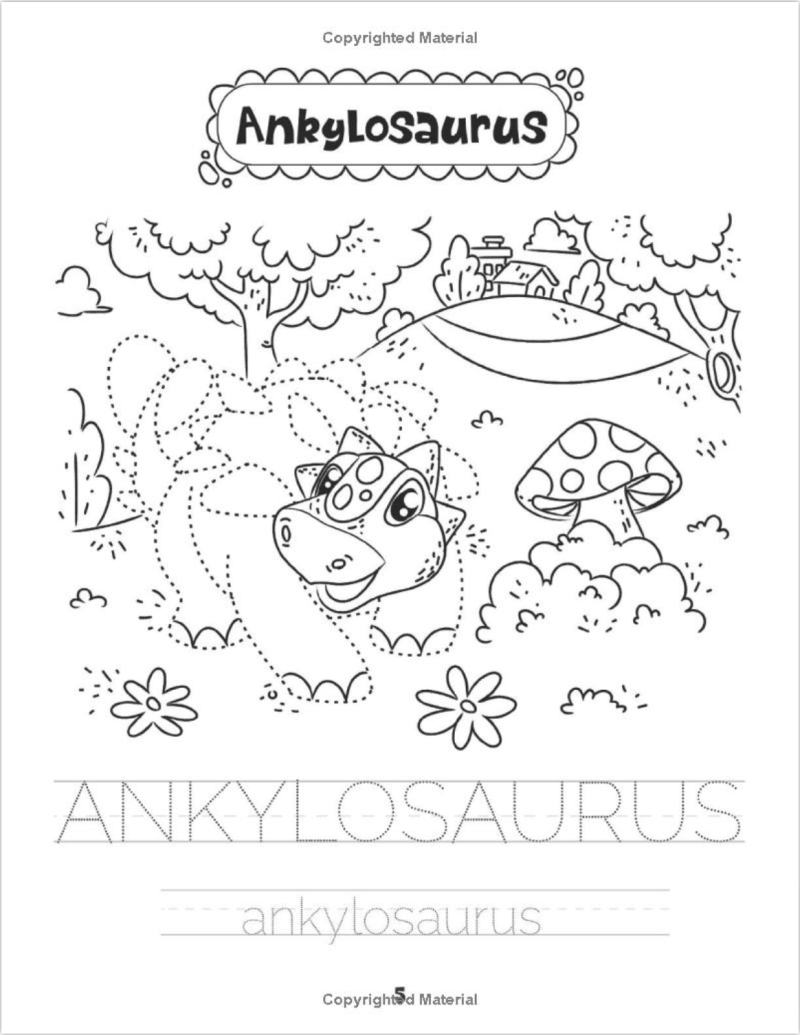 Tracing Book for 6 year olds: Fun with Drawing, Dot to Dot, Colouring, Pencil Control in Dinosaur World Sample 4